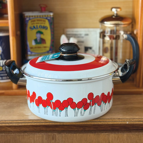Retro red enamel pot